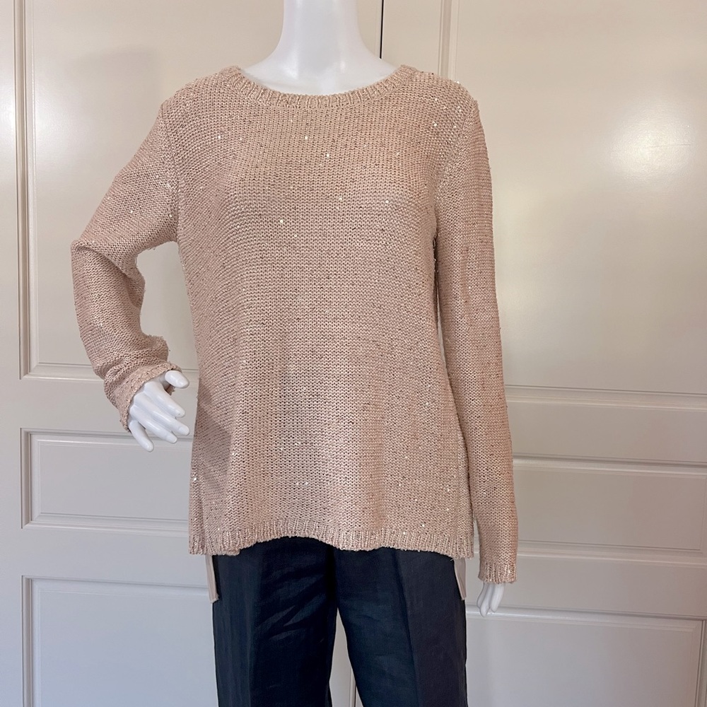 Sequined Sweater With Split Back And Semi Sheer P… - image 1